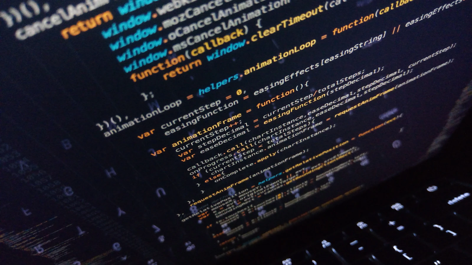 Tela com código de desenvolvimento de software